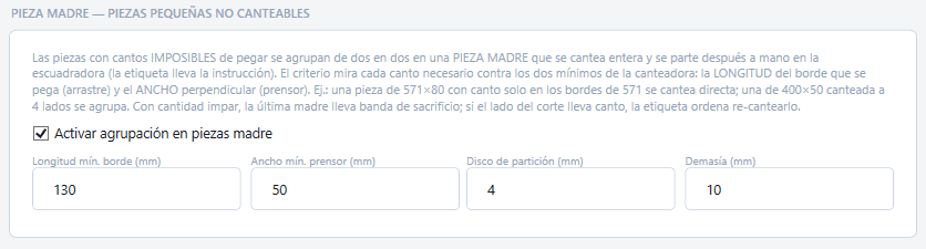 Pieza madre: las piezas pequeñas dejan de ser un problema