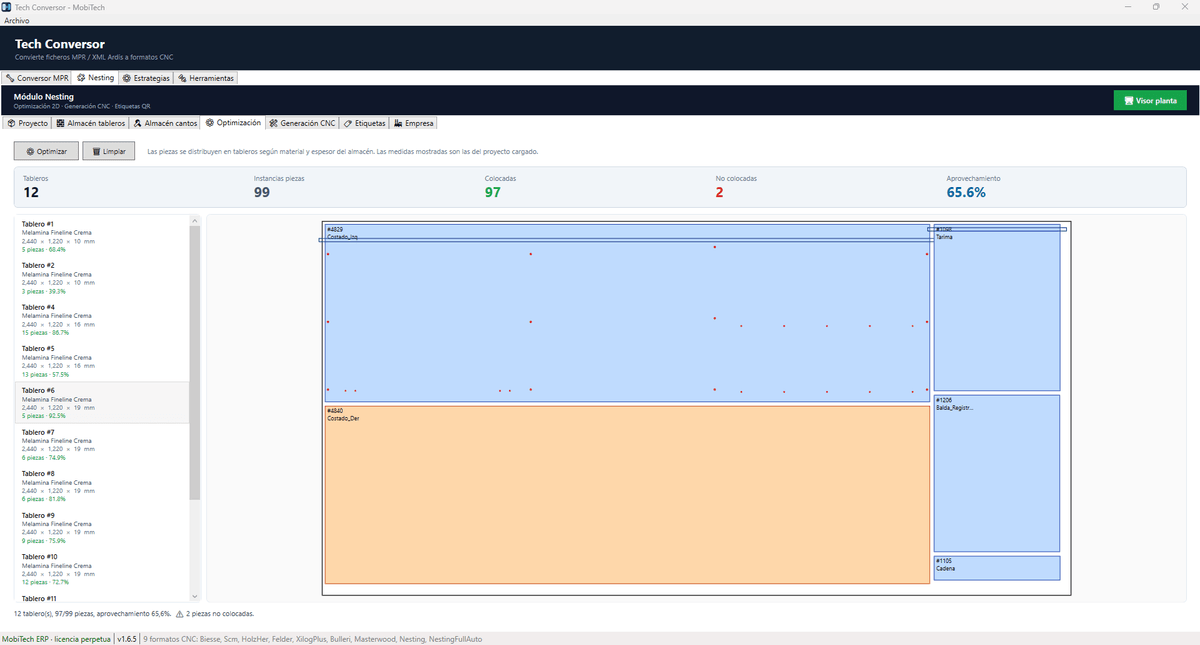 Tech Conversor — De MPR/XML a tu CNC — con módulo Nesting